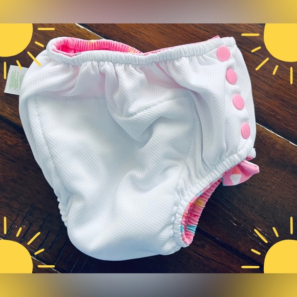 Green Sprouts Pink Swim Diaper and matching tank w/bow detail - Picture 3 of 4